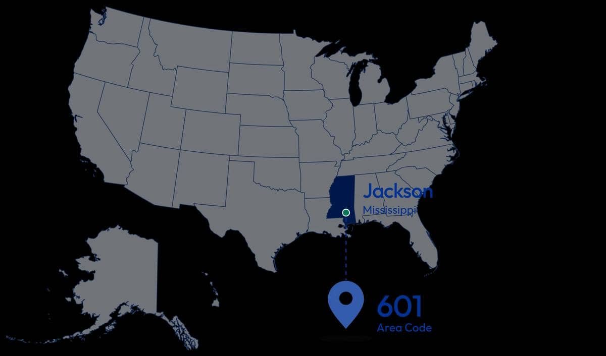 601 Area Code: Location, Cities, Time Zone and Phone Lookup